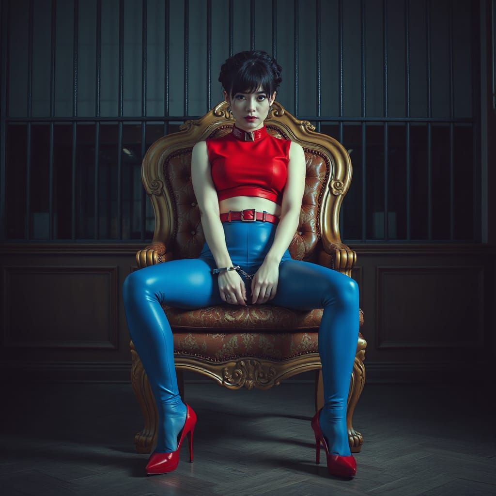 Geisha in Latex in Luxury Prison: Photorealistic Art