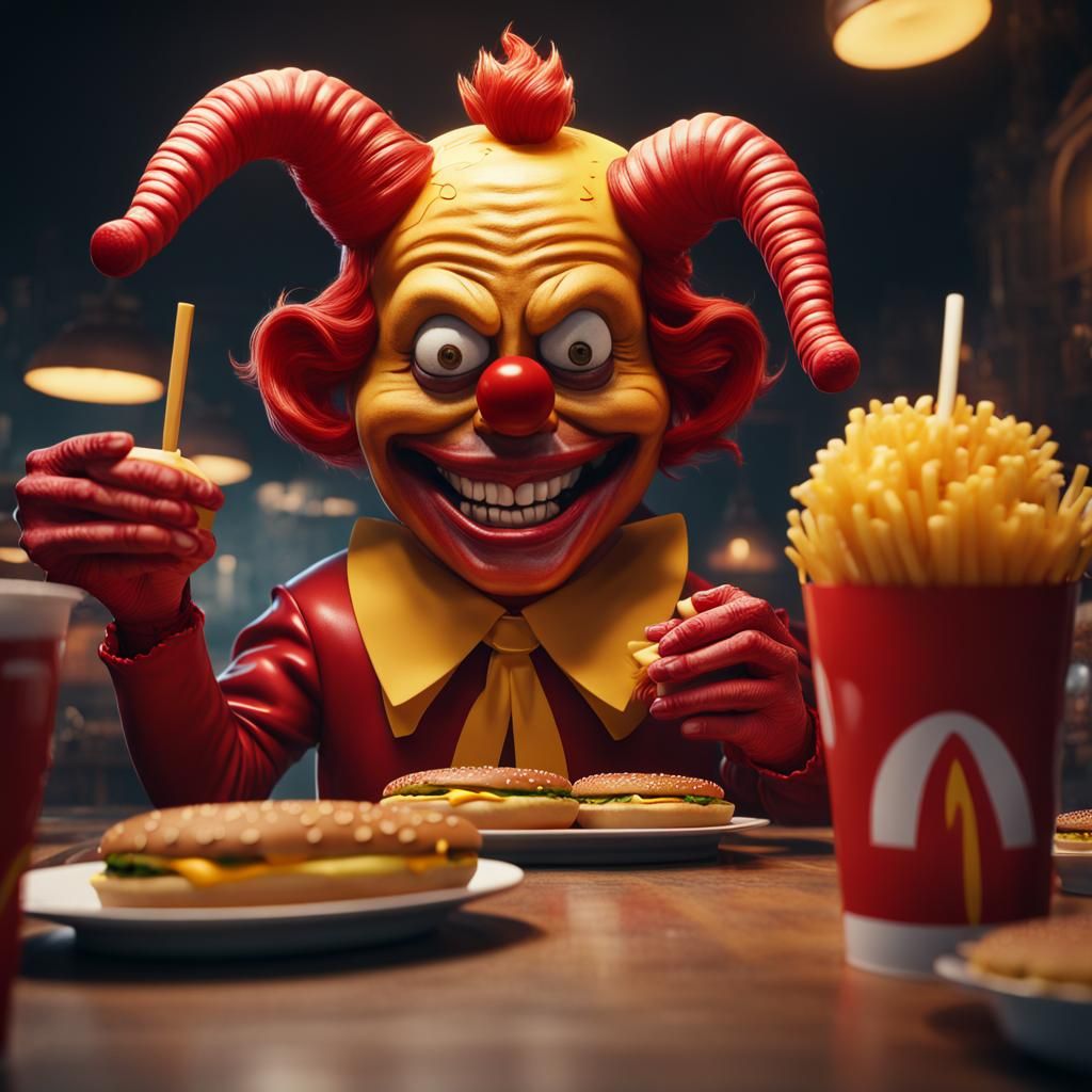 The Devil as Ronald McDonald, a Matte Painting