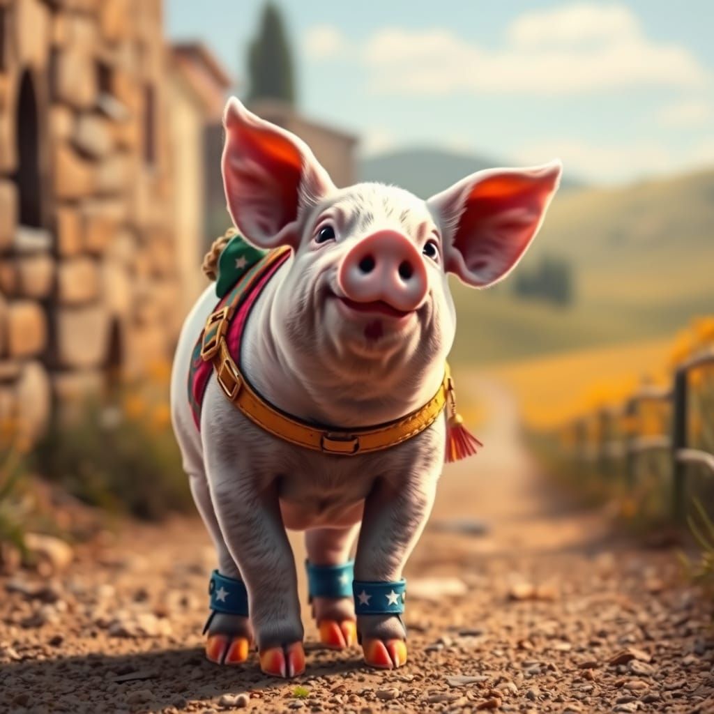 Pig in Harness and Heels in Tuscany