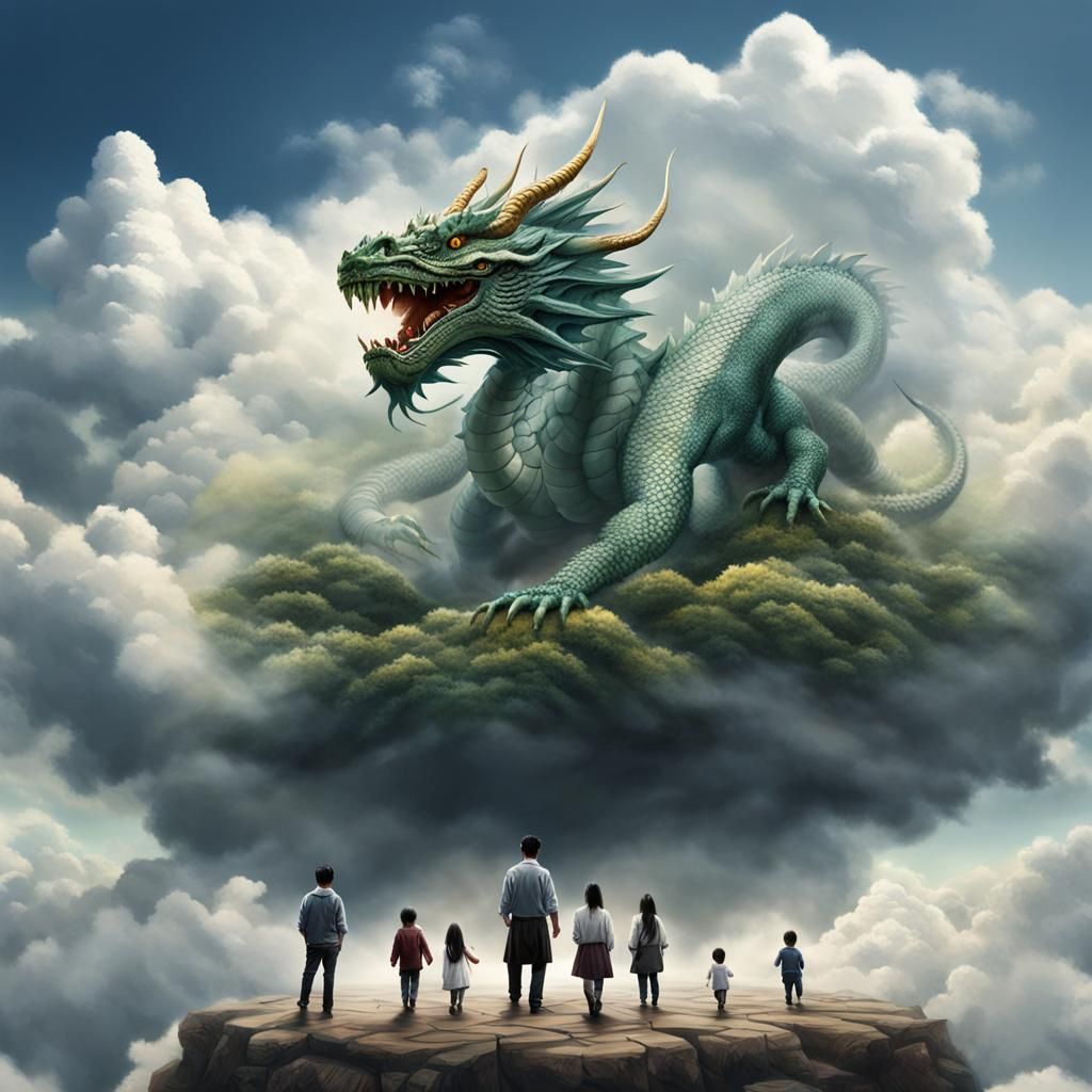 Dragon Ancestor and His Descendants: A Realistic Photo