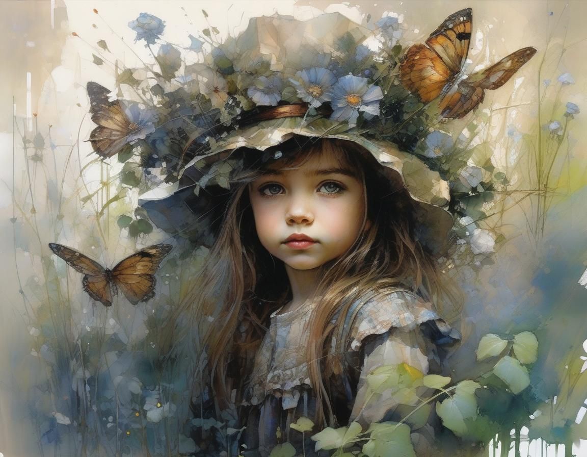 Girl with butterflies