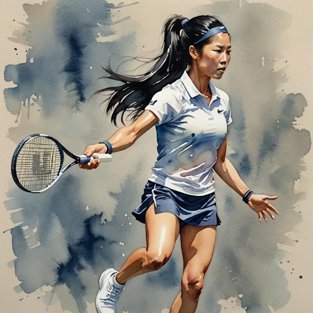 a female asian tennis player