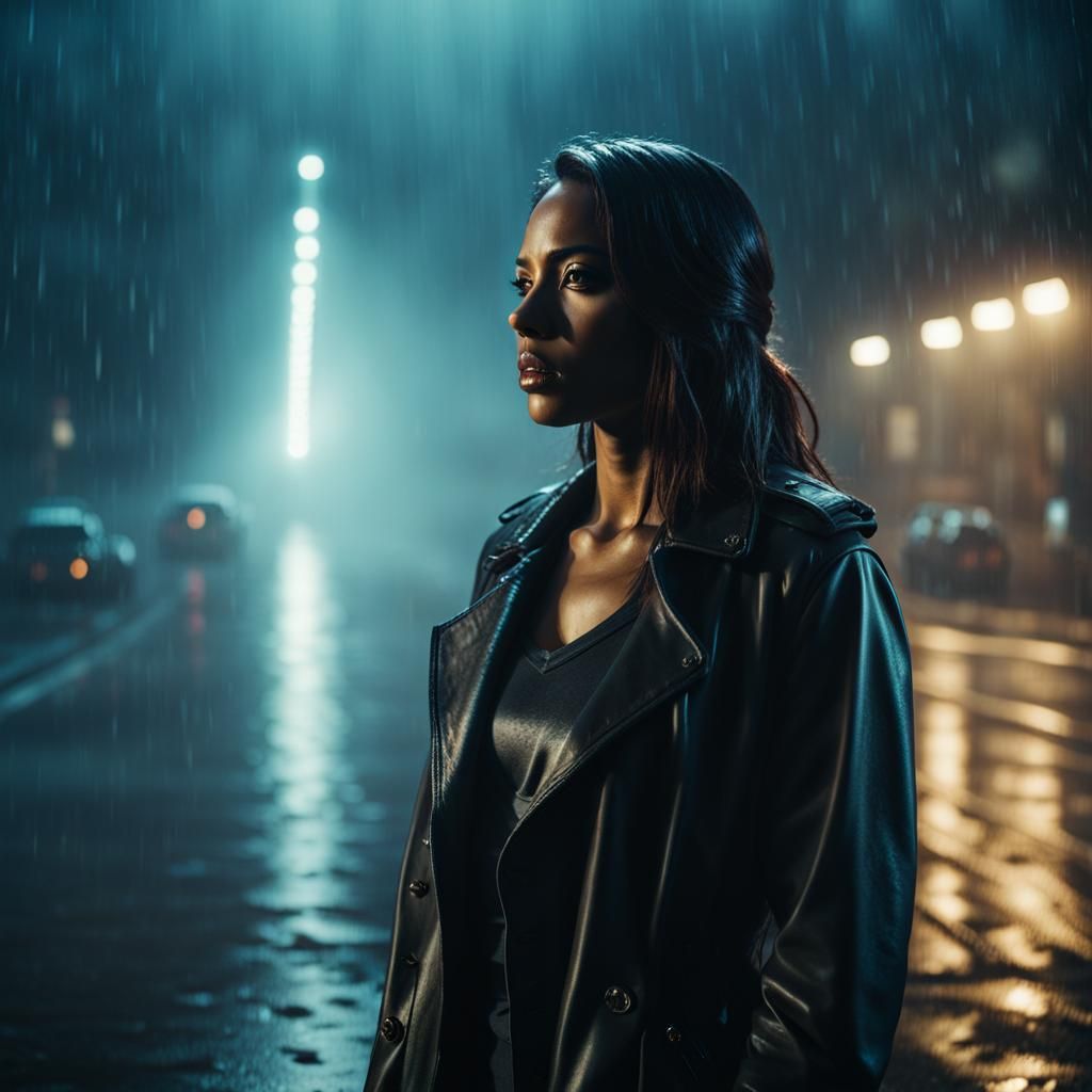 Mysterious Woman in Rain, Cinematic Still