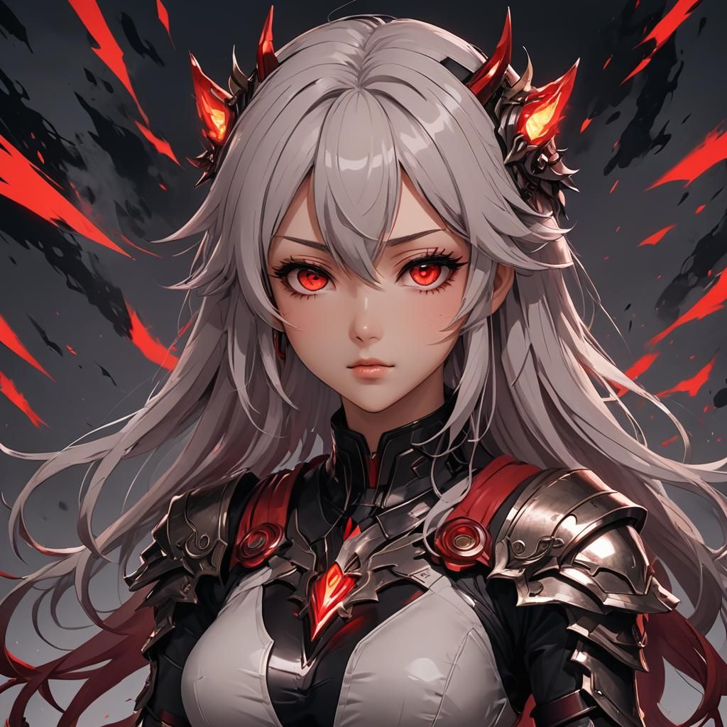 Rage-Filled Anime Girl with Red Glow