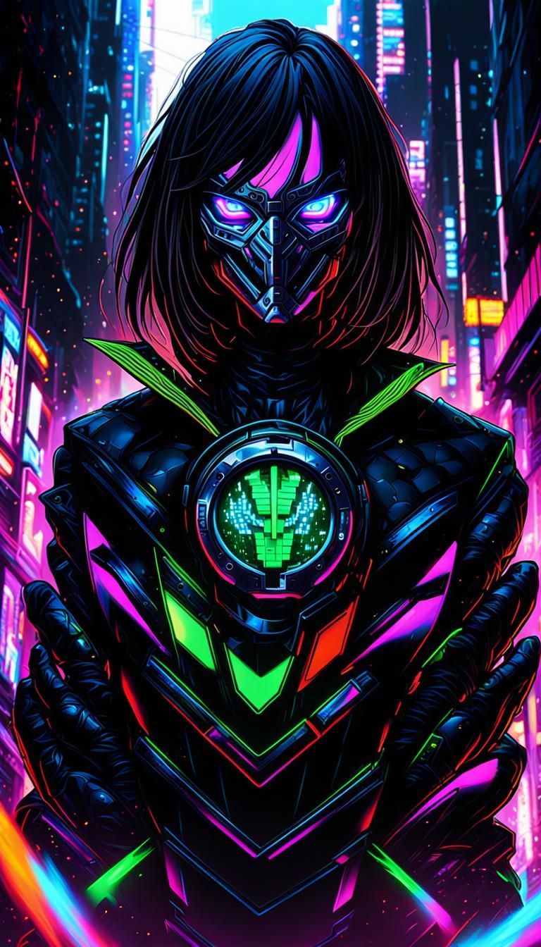 Cyberpunk Yakuza Woman in Neon Tokyo Alleyway