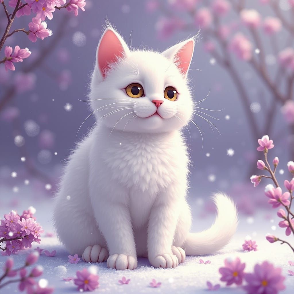 Whimsical Cat Scene in Vibrant Colors