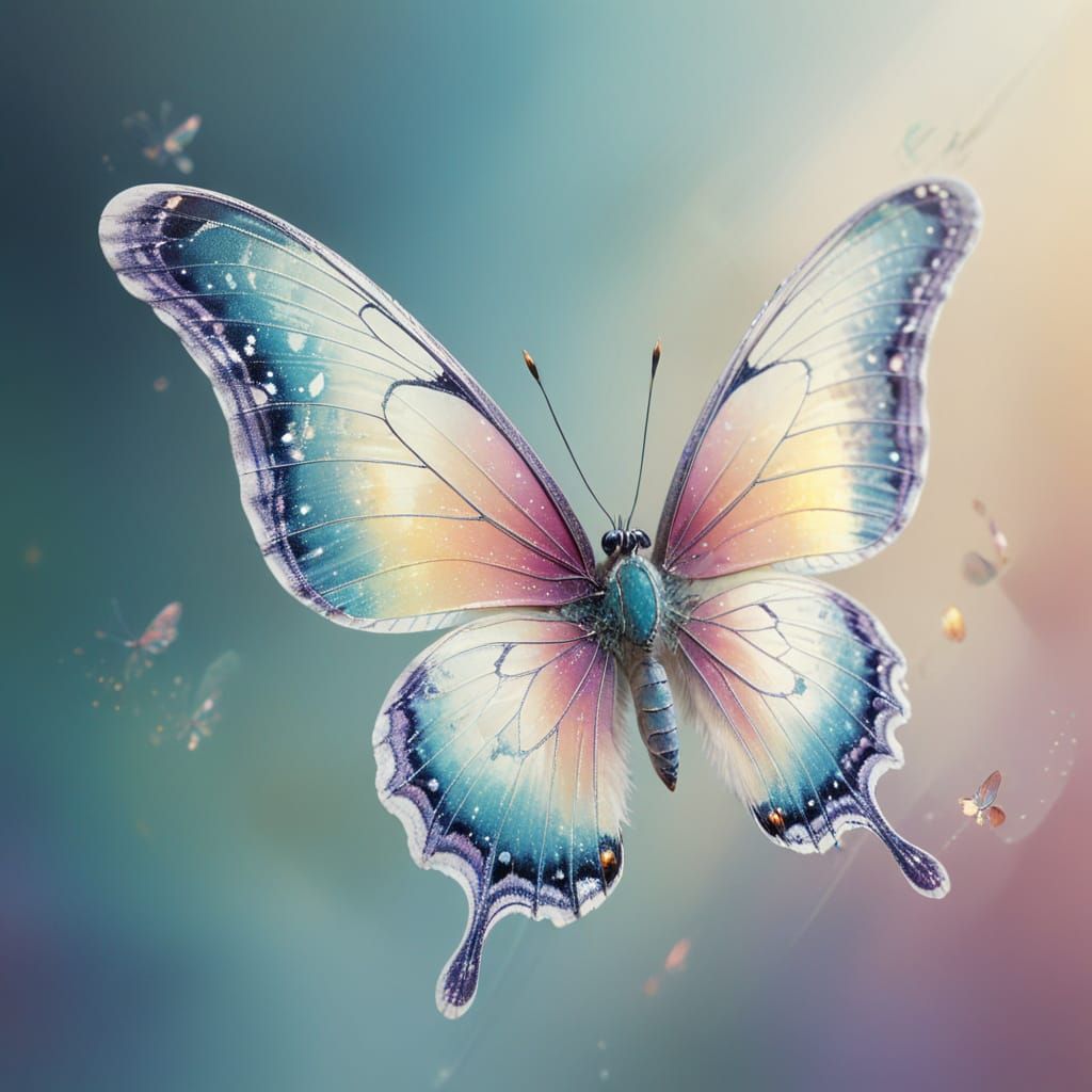Surreal Butterfly with Iridescent Wings in Macro