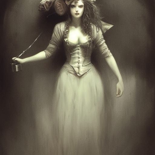 Gothic Horror Female Mad Hatter Illustration