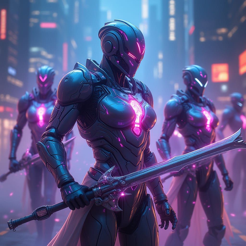 Cyberpunk Titans in Neon City