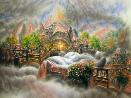 Ethereal Kingdom of Dreams: Hyperdetailed Charcoal Drawing