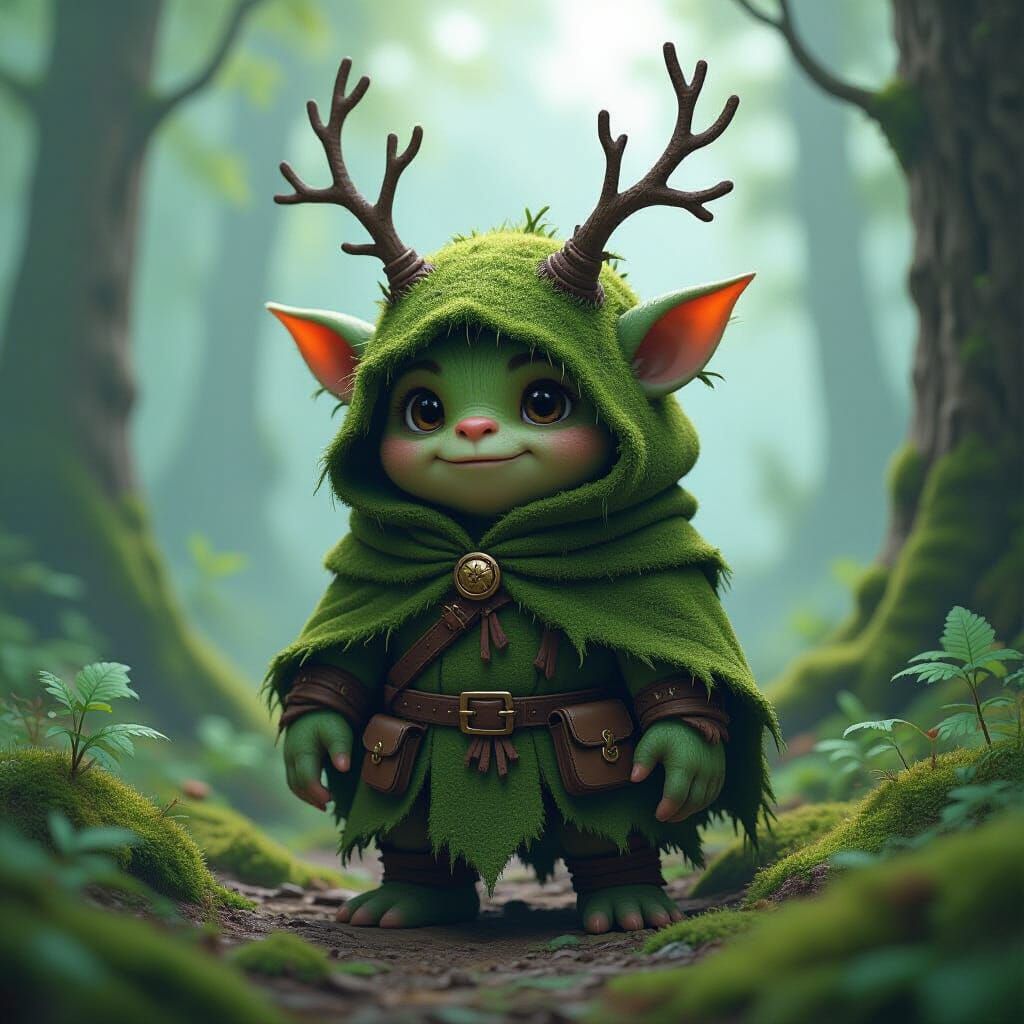 Whimsical Bush Troll in Lush Forest