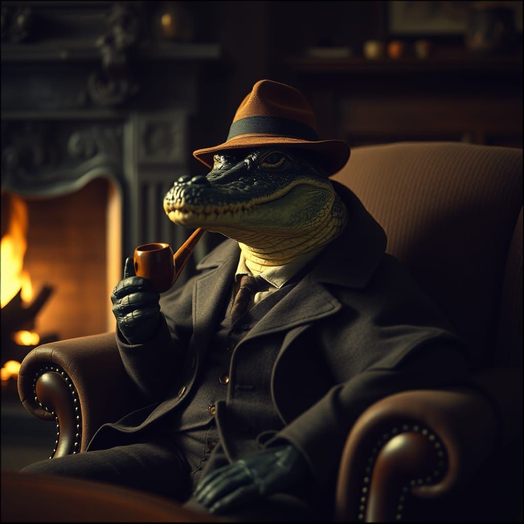 Crocodile Detective in Noir Film Still