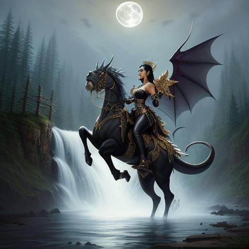 Dragon Queen in Ethereal Fantasy Landscape