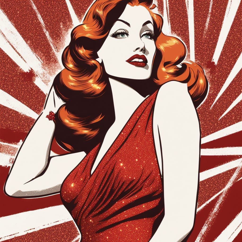 Vintage Hollywood Glamour Pin-Up Portrait of Jessica Rabbit