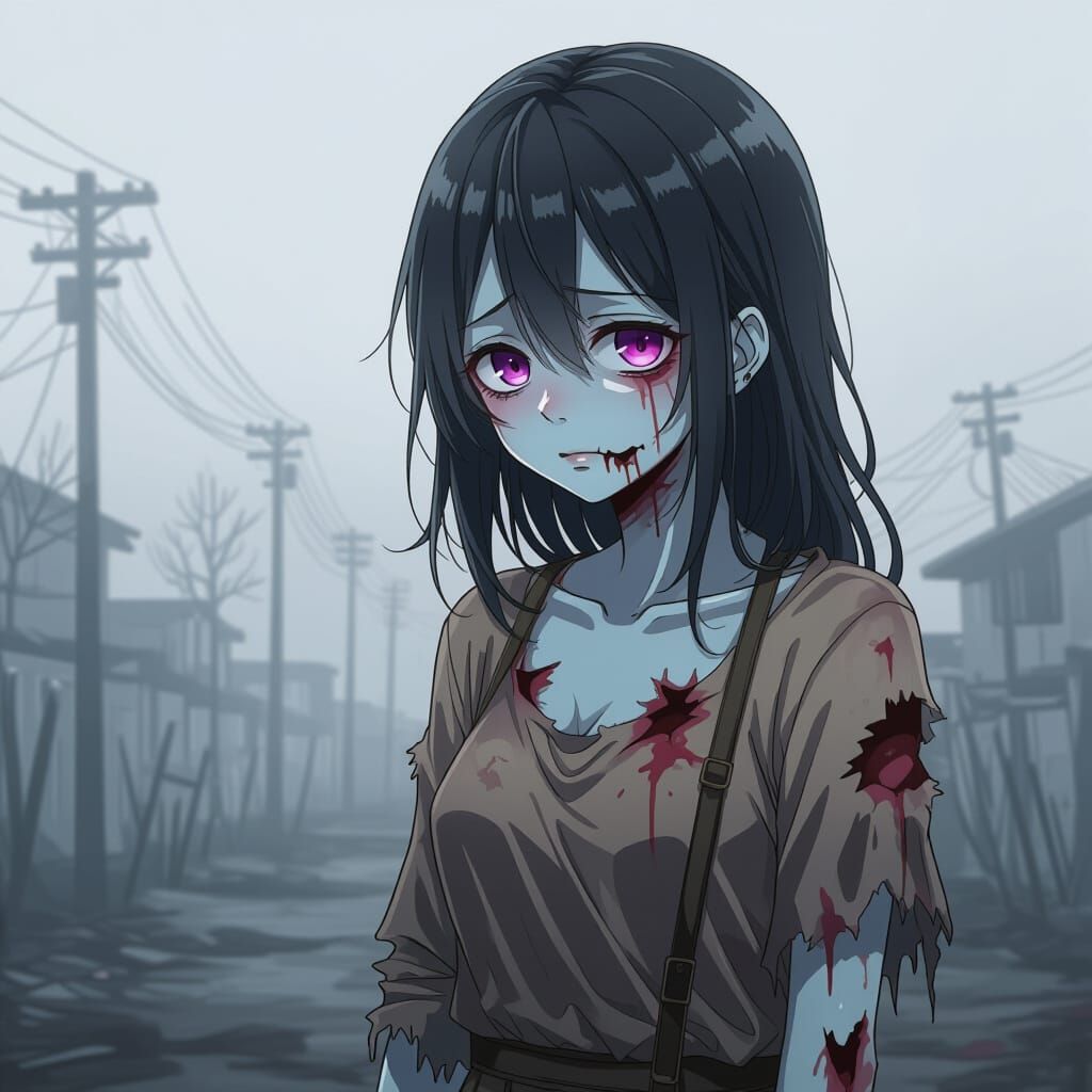 Sympathetic Zombie in Anime Key Visual Style