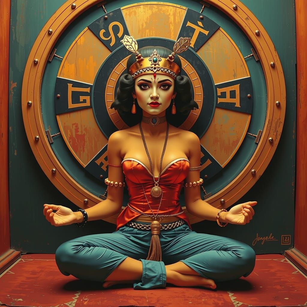 Tutankhamun, Harlequin, Geisha, Krishna Mashup