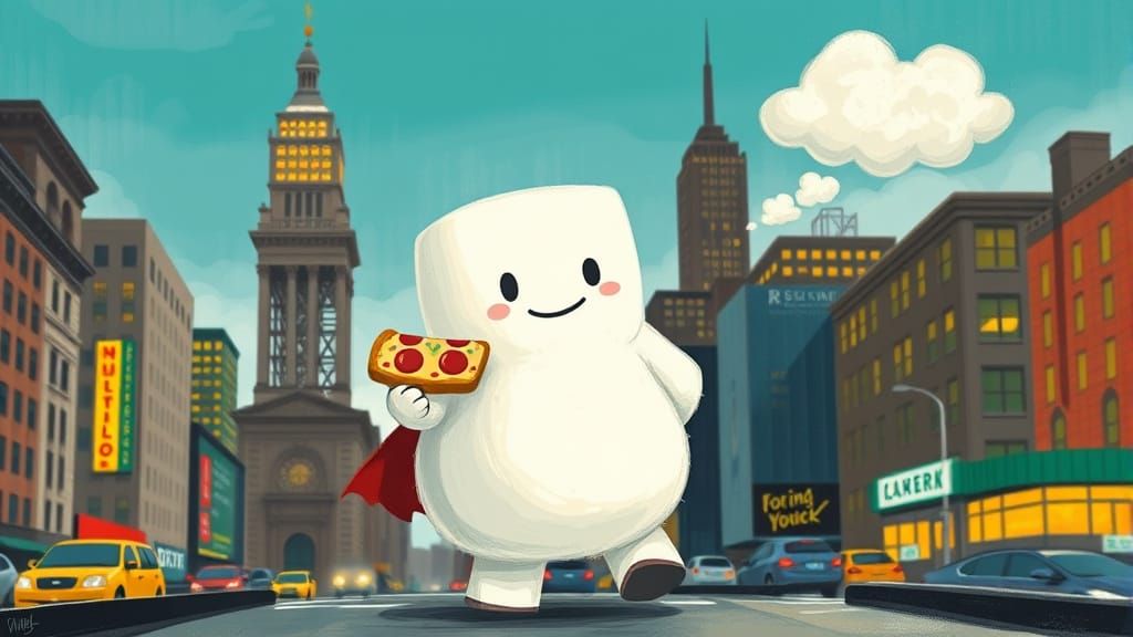 Marshmallow Man's New York Pizza Dream
