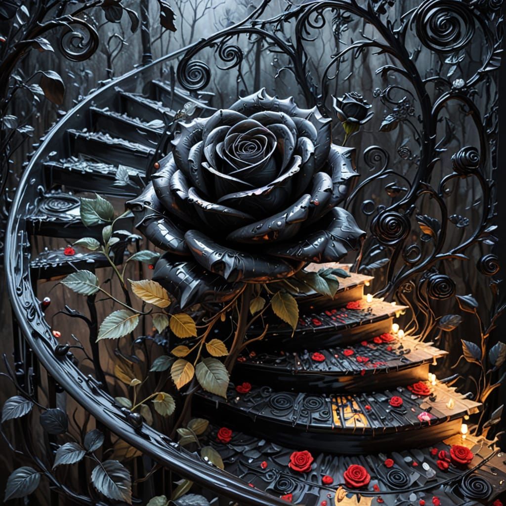 Impasto Vortex of Dark Blooming Roses