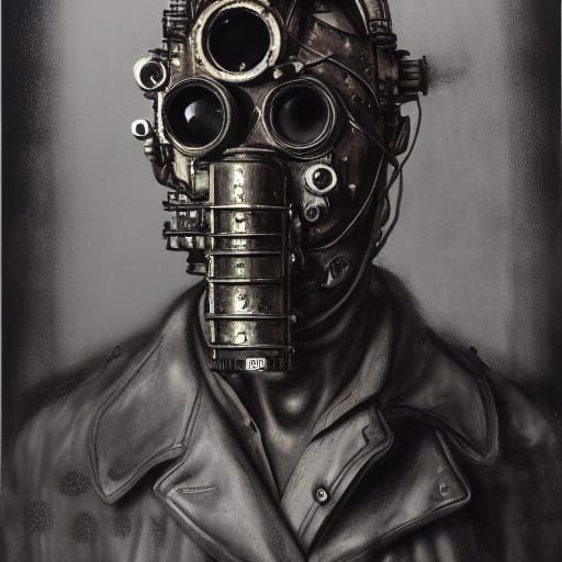 Masked Man: Dieselpunk Cyberpunk Surreal Portrait