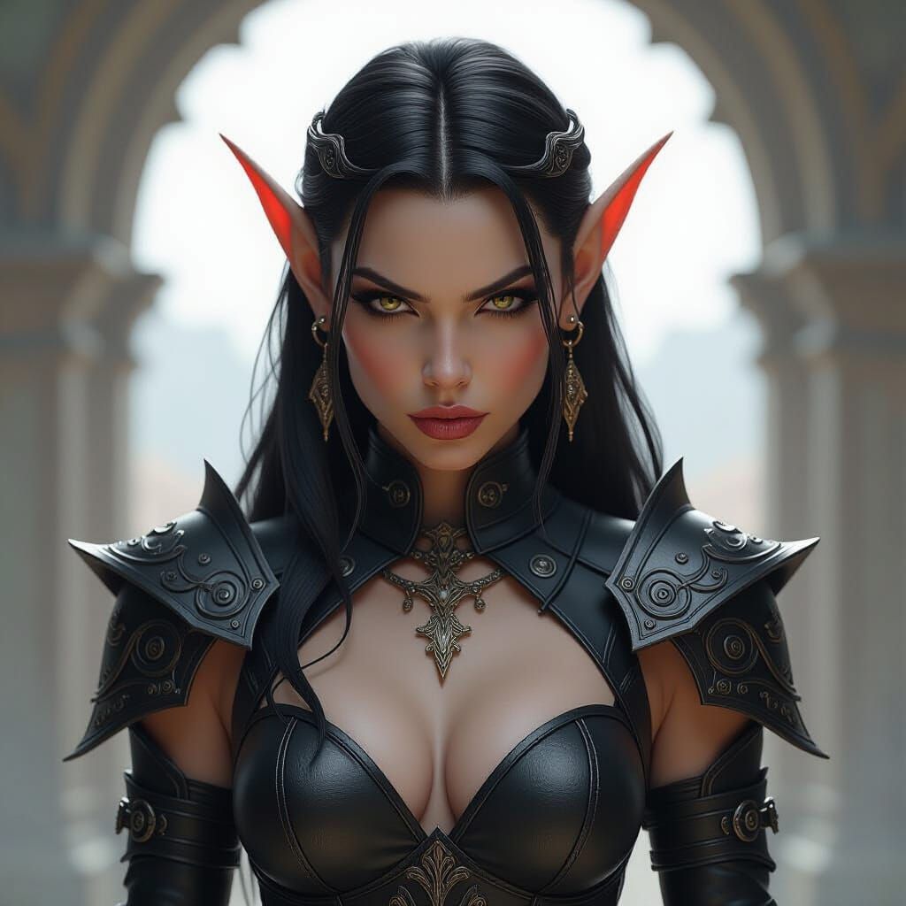 Angry Goblin Warrior in Black Leather Armor