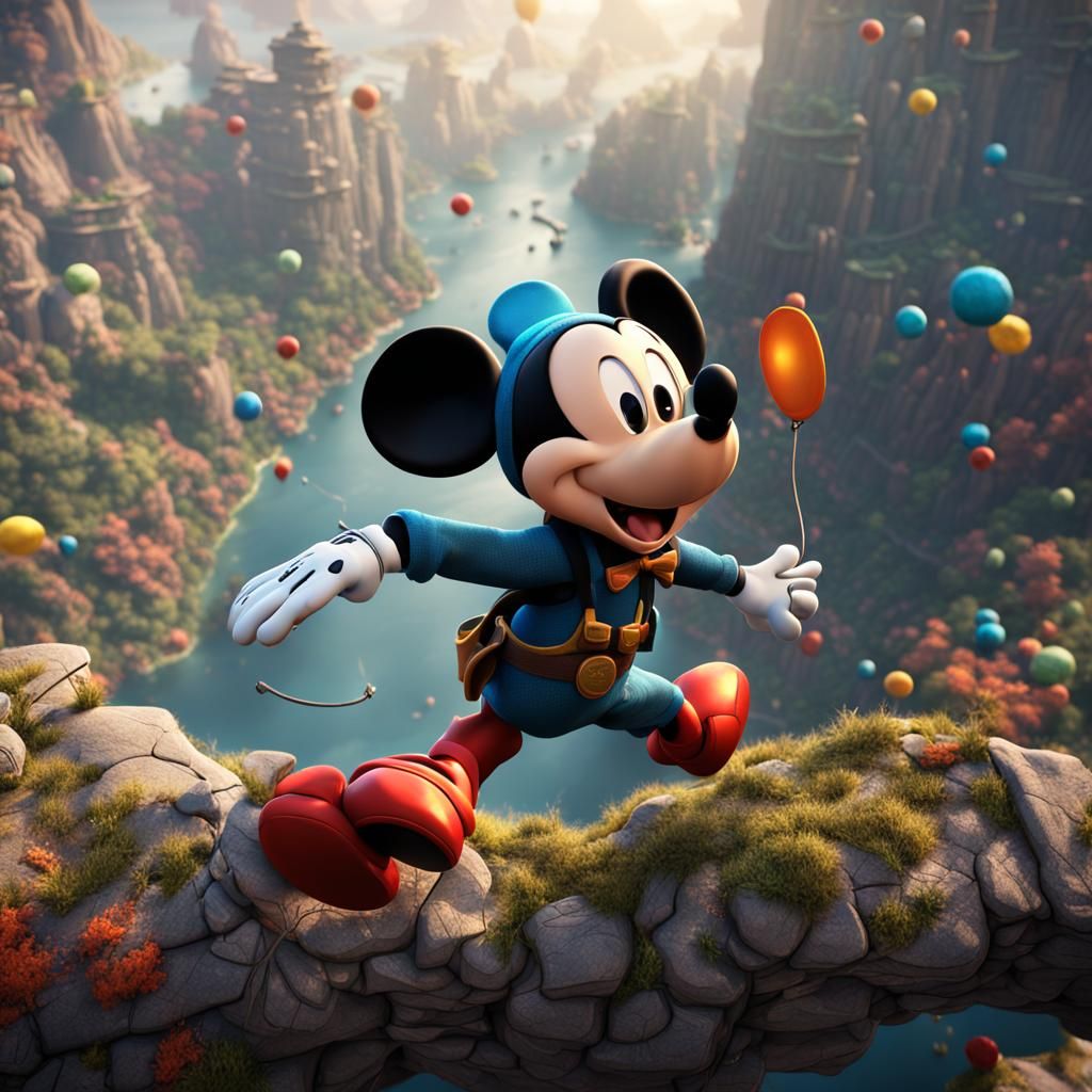 Mickey Mouse BASE Jumping Fantasy Concept Art