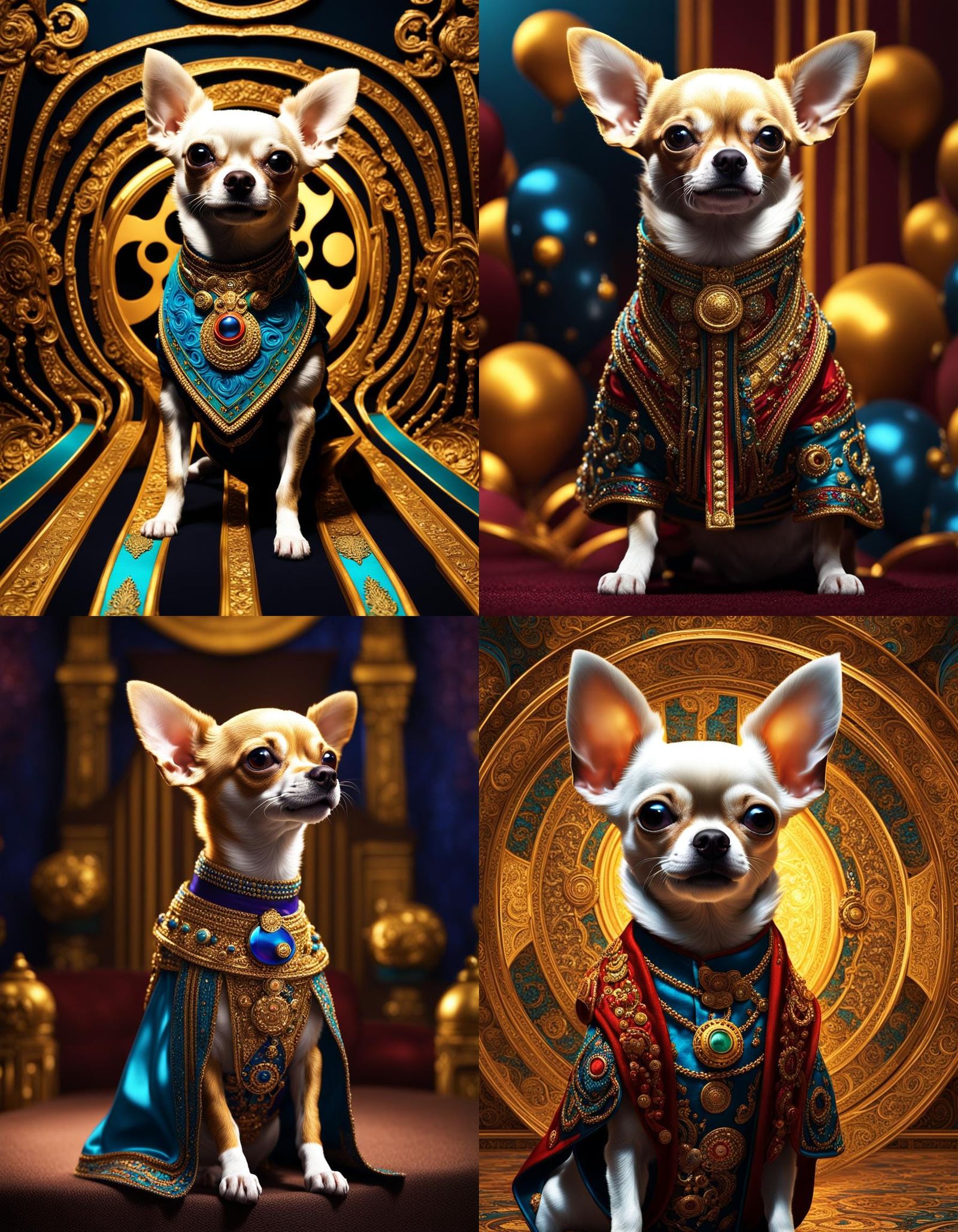 Chihuahua as Julius Caesar: Cartoon in Klimt Style