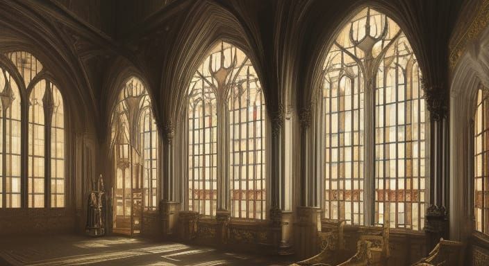 Majestic Palace Throne Room in Baroque Gothic Style