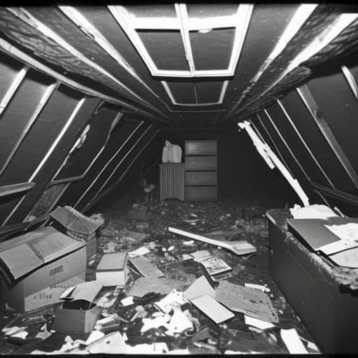 Spindly Man Standing in an Attic