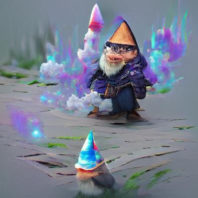 Gnome Wizard Casting a Spell in Fantasy Style