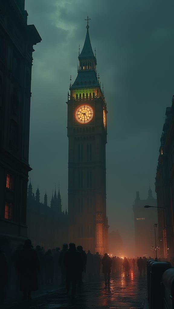 Big Ben in Post-Apocalyptic Futuristic London