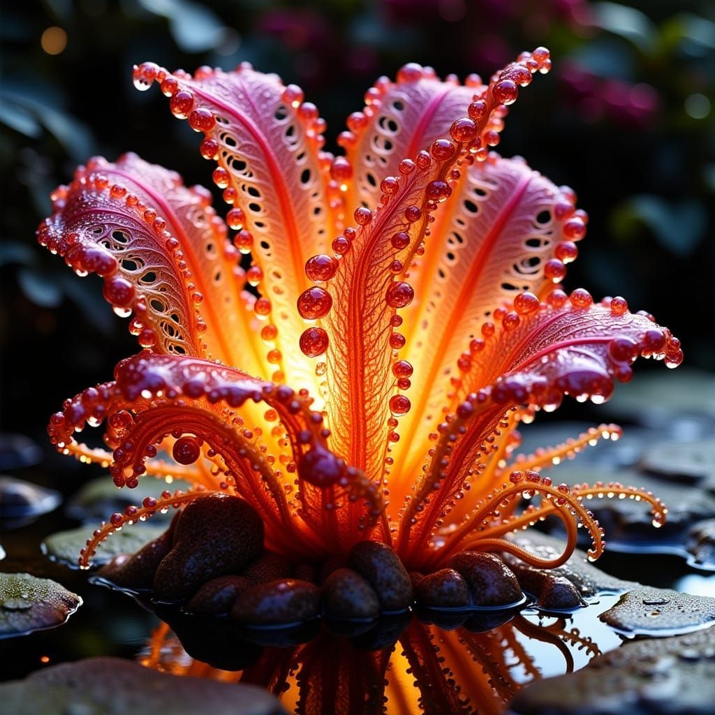 Abstract Glass Lily with Fractal Intricacy