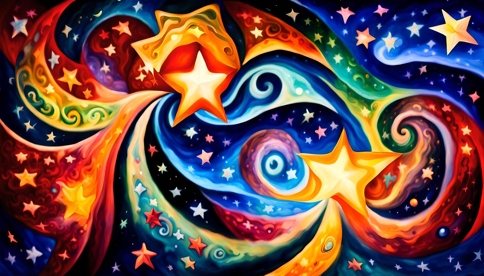 Cosmic Star Dance: Impasto Oil Painting of Galactic Formatio...
