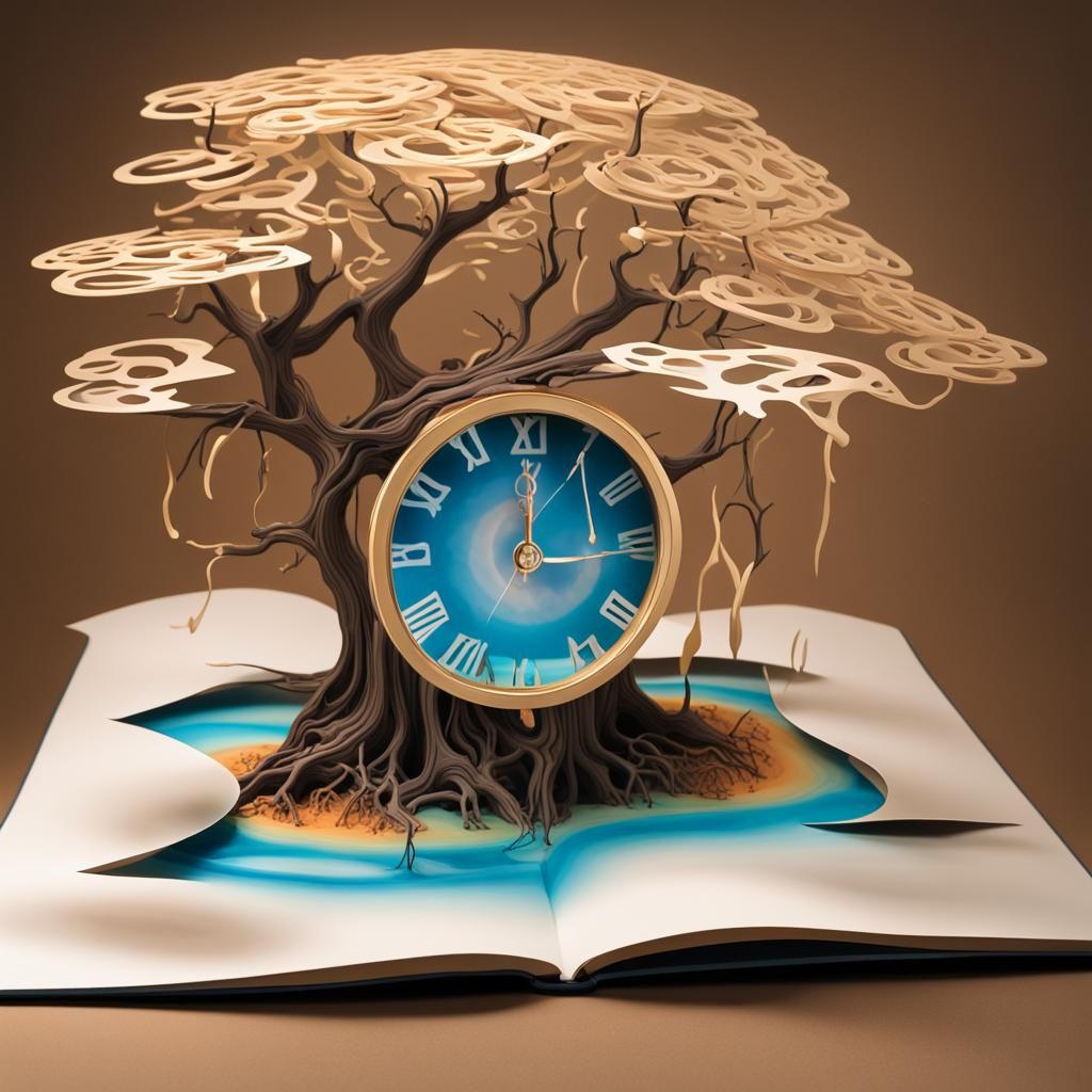Surreal Melting Watch in Ethereal 3D Pop-Up Book