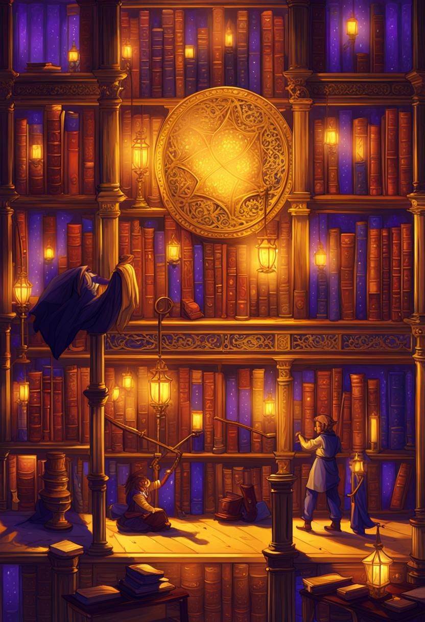 Art Nouveau Library Cleaned by Tiny Figures