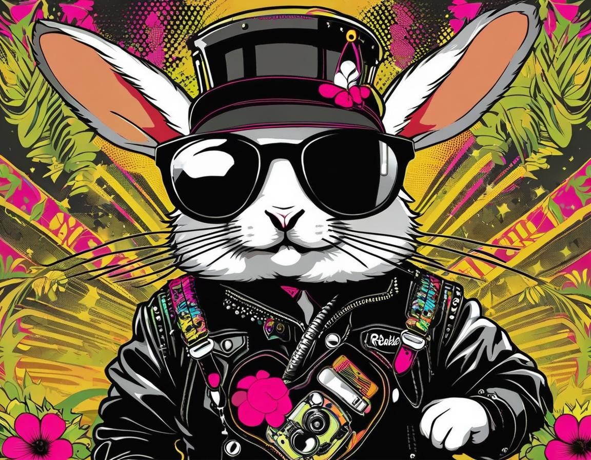 Hip-Hop Rabbit in Cute Punk Style