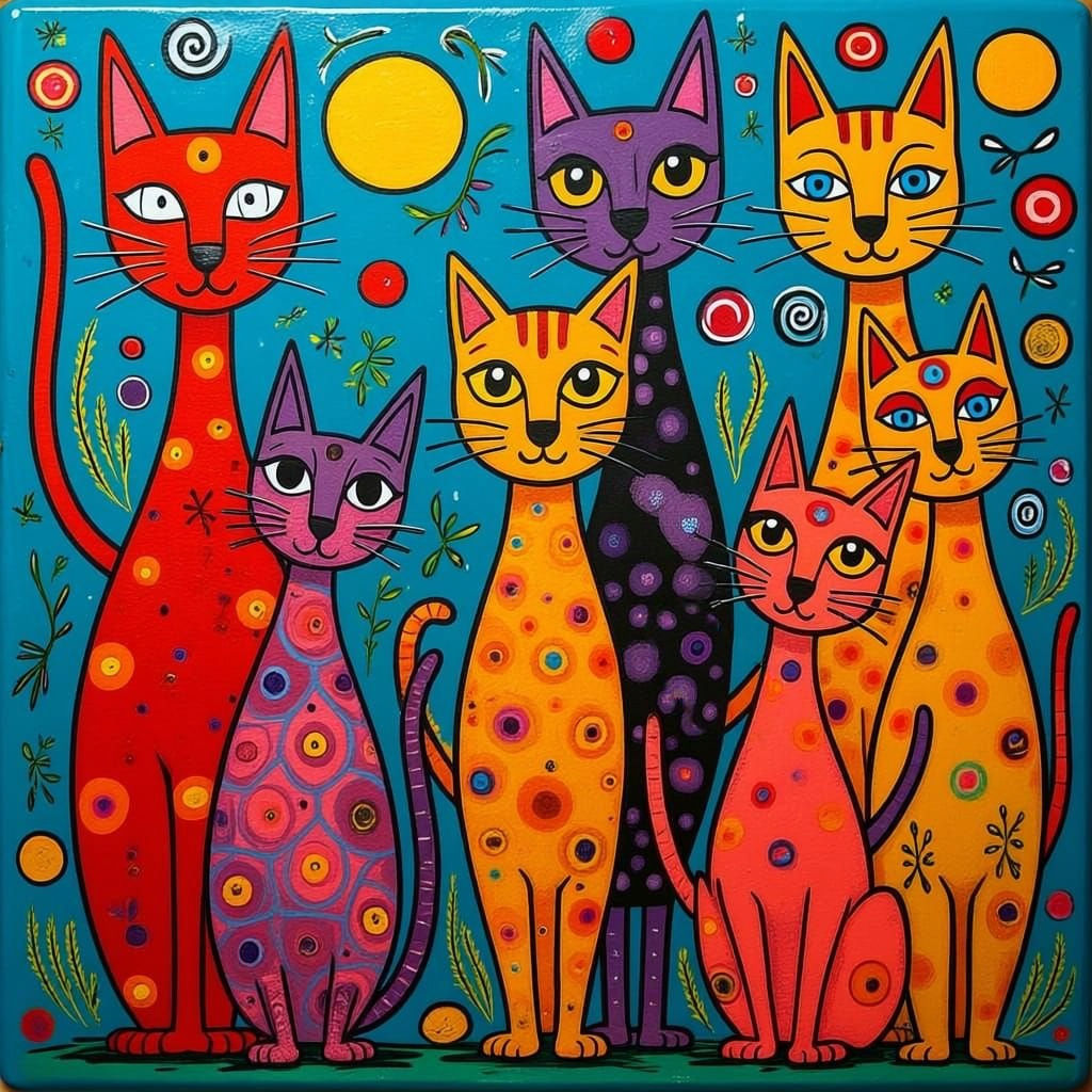 Colourful cats