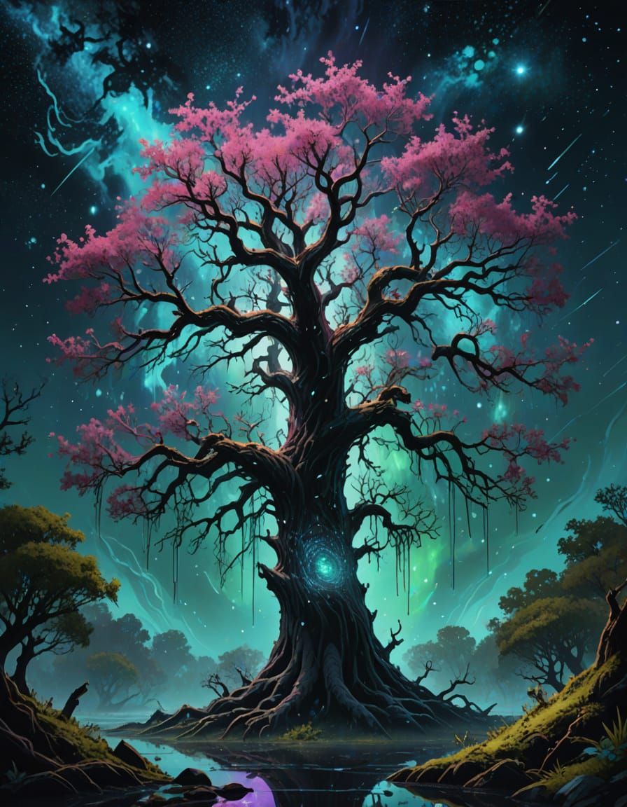 Cosmic Ash Tree Rooted in Spacetime, Cradling Galaxies