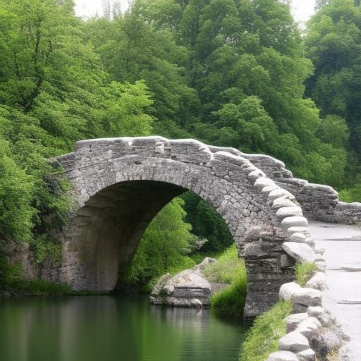 Stone Bridge to Castle Over River