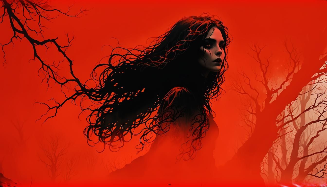 Dark Fantasy Vampire in Misty Forest