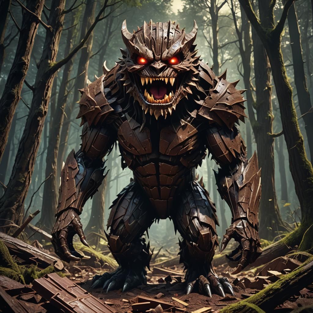 Dark Fantasy Kit Kat Monster in Mystical Forest