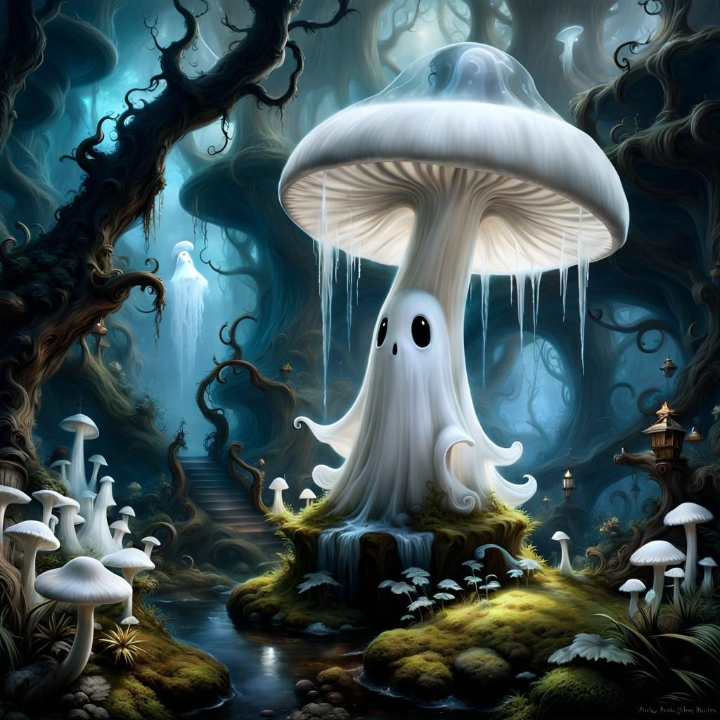 Dreamy White Shroom Ghost in Wonderland