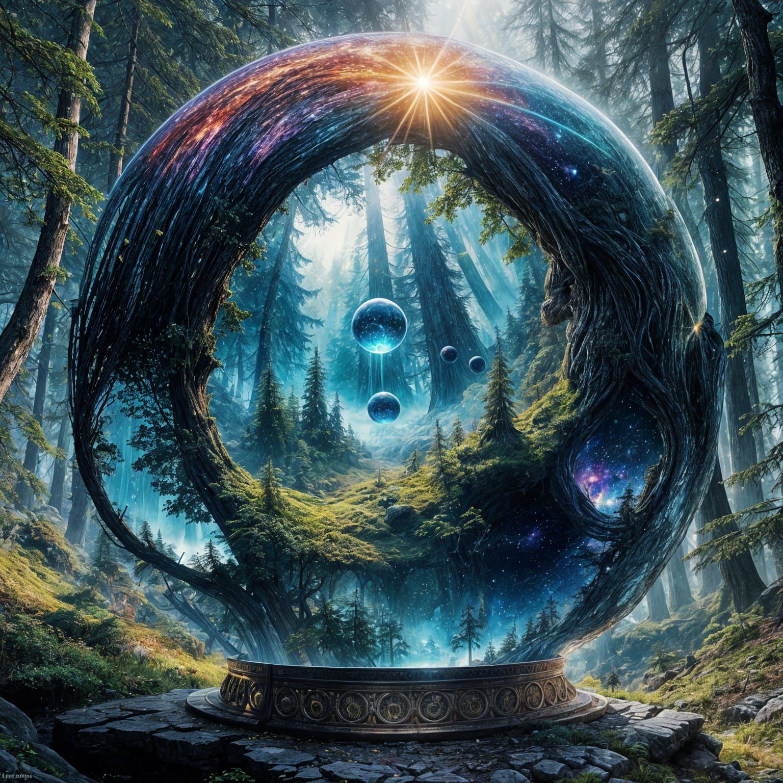 Cosmic Galaxy in Crystalline Orb: Magical Realism