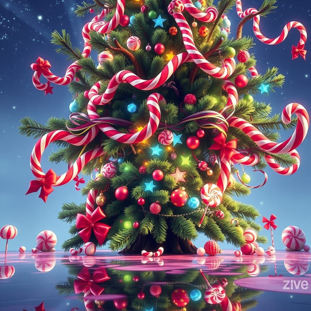 Christmas Tree in Whimsical Candyland Wonderland