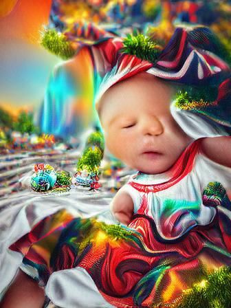 Christmas Baby: Hyperrealistic Psychedelic Poster Art