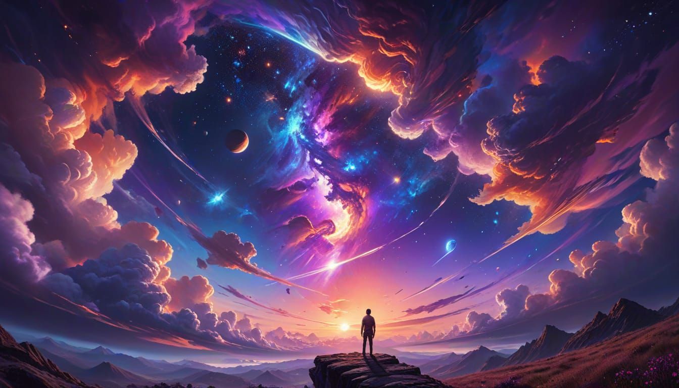 Celestial Oil Painting of Infinite Skies