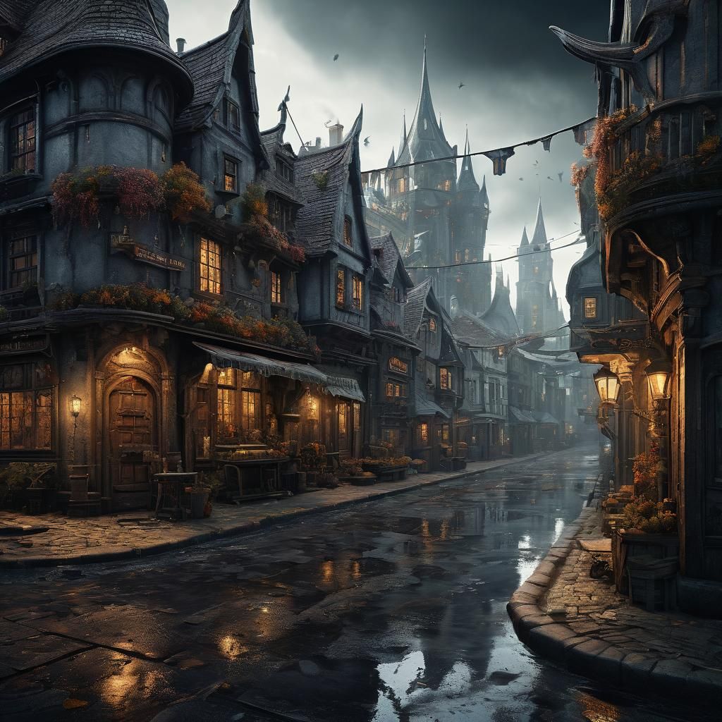 Post-Apocalyptic Street in Cold Grays, Detailed Matte Painti...