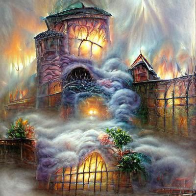 Ethereal Fire Prison in a Dreamlike Style