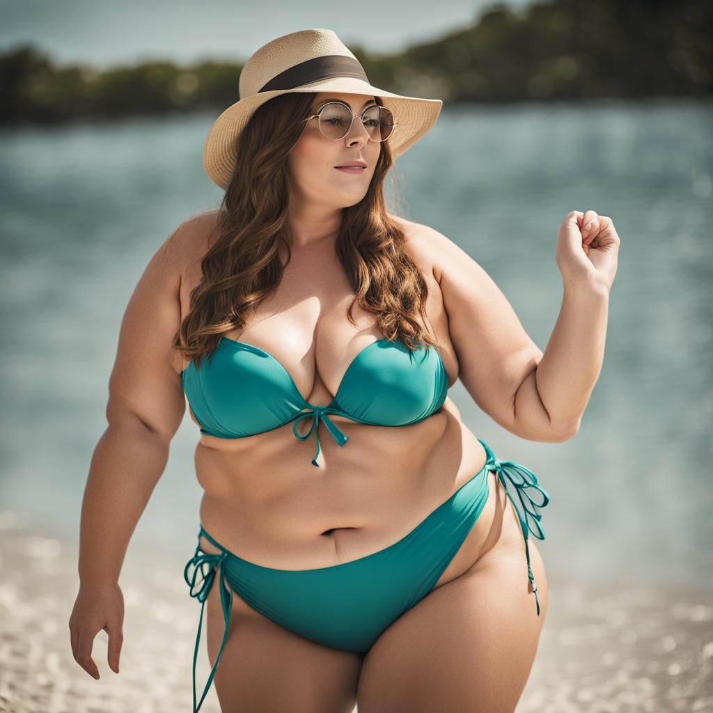 Plus Size Woman in String Bikini: Body Positivity