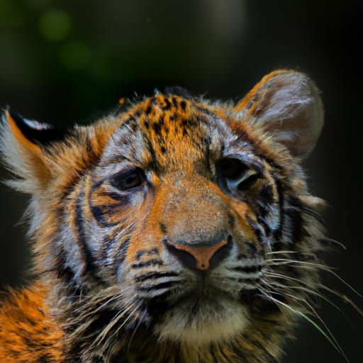 Sad Tiger Cub Portrait in Studio Lighting