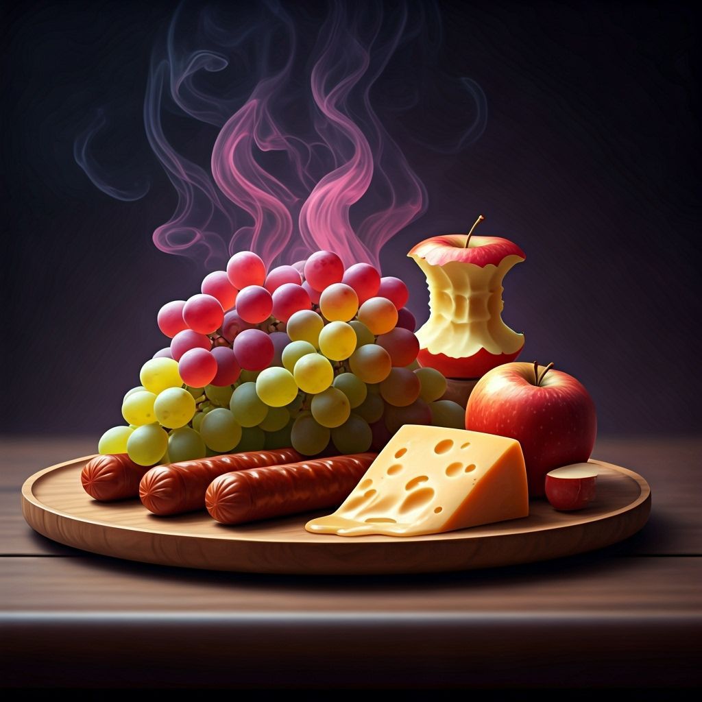 Magical Charcuterie Board With Luminous Grapes and Melting C...